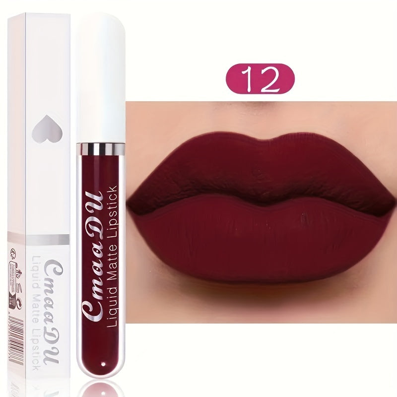 Labial líquido mate impermeable para mujer, 18 colores, hidratante, de secado rápido