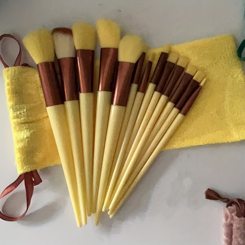 Women 13pc Makeup Brush Set Synthetic Bristles Travel Pouch All Skin Types