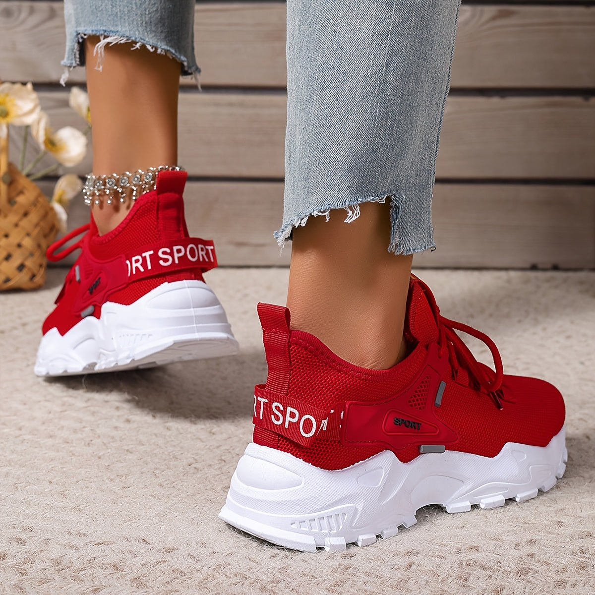 Women's Breathable Knit Sneakers Lightweight Casual Low-Top Running Shoes