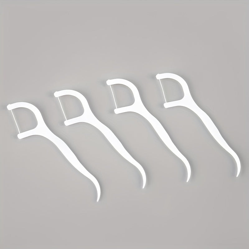 Disposable Dental Floss Sticks Pack of 50 for Travel Hygiene White Plastic