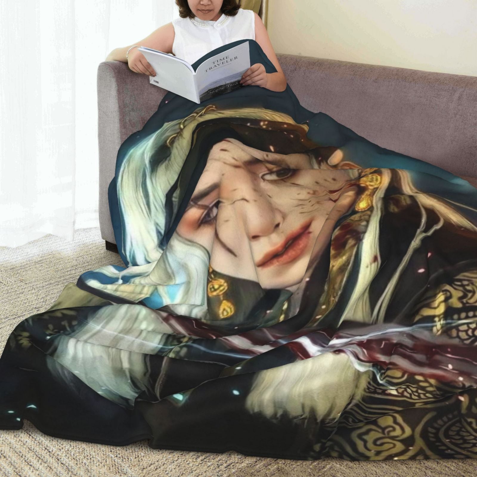 Vintage Kpop Idol Pattern Flannel Blanket for Snuggling Warm Cozy Gift