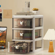 3-Tier Plastic Makeup Organizer with Rolling Feature and Open Dust Cover