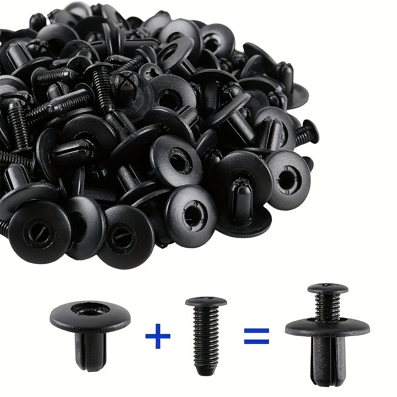 50 Pack Black Plastic Car Rivets Fastener Clips for Bumper Trim Panel