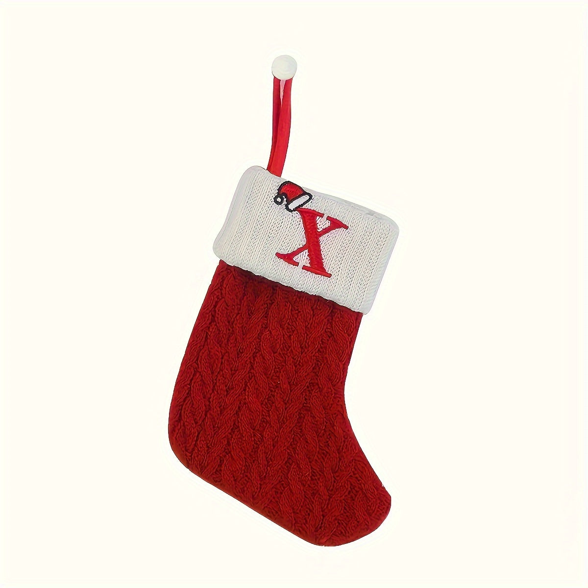 Knitted Polyester Stockings with Personalized Initials for Festive Parties
