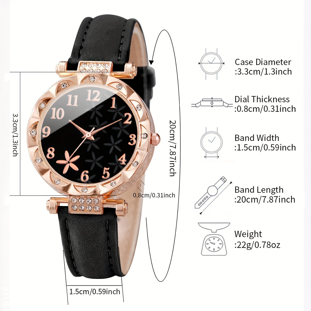 Women's Digital Quartz Watch with PU Leather Strap and Matching Bracelet