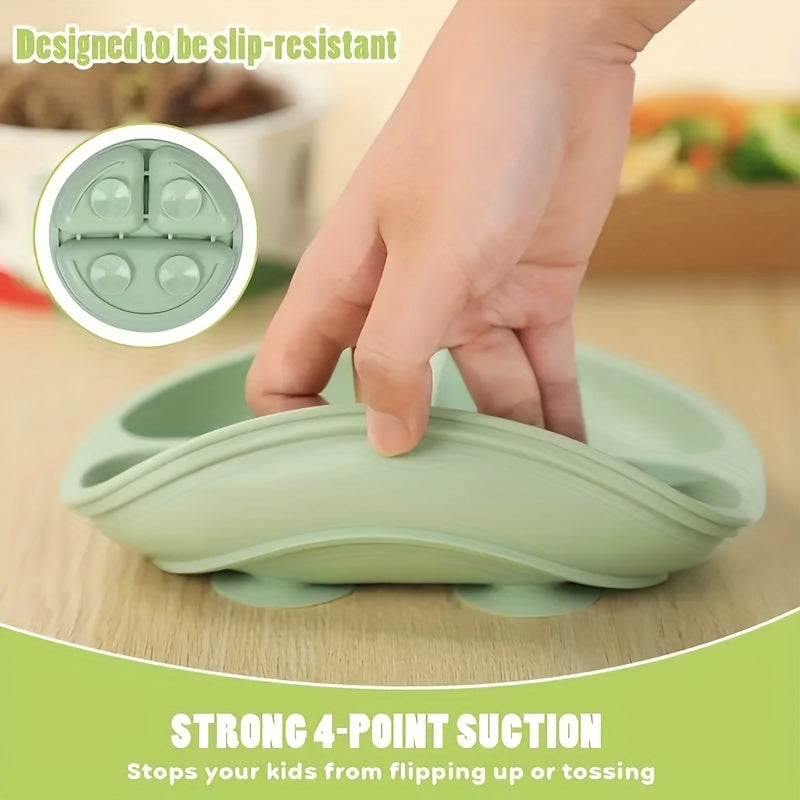 Baby Silicone Suction Plate with Divided Design and Lid for Babies Dinner
