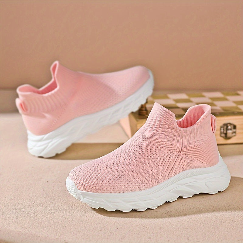 Kids Slip-On Sneakers Boys Girls Breathable Fabric Non-Slip Sole All-Season Low Top