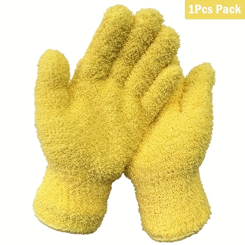 Microfiber Coral Fleece Cleaning Gloves Five-Finger Dust Remover Blue