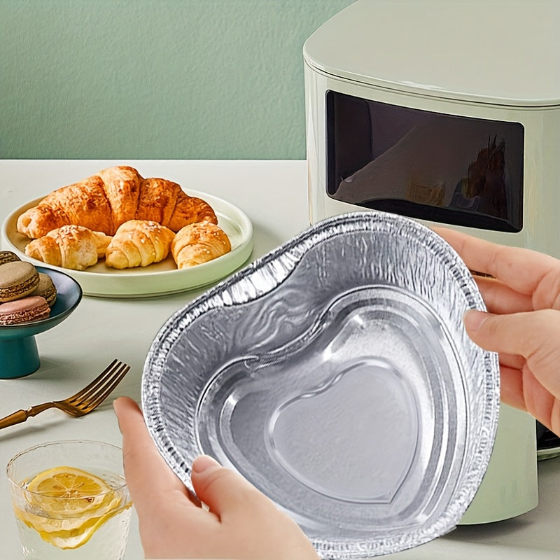 12 Heart-Shaped Aluminum Foil Pans for Baking Roasting and Insulation