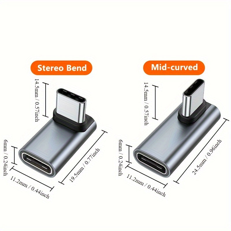 USB C Adapter 90 Degree Female to Male Fast Charging Right Angle Elbow