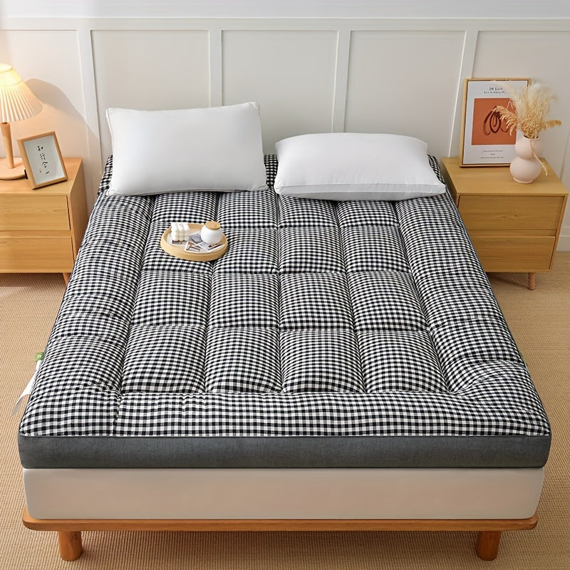 Black Polyester Mattress Topper 6-8cm Deep Pocket Stain-Resistant Washable