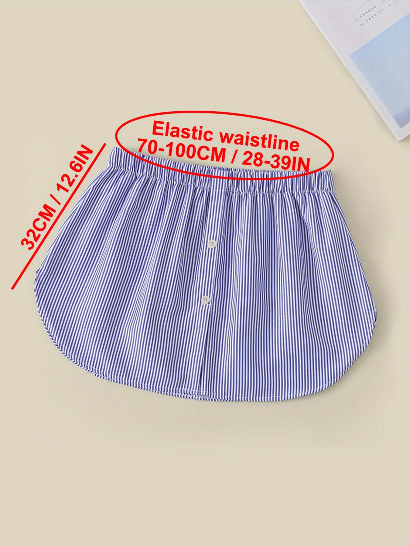 Women's All-Season Sleeveless Top Blue White Striped Non-Stretch Fabric