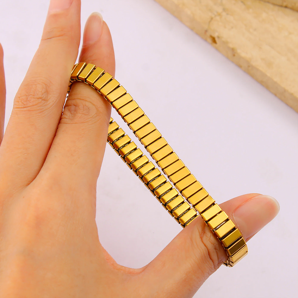 Titanium Steel Bracelet 18K Gold Plated Japanese Korean Inspired Stylish Versatile Jewelry