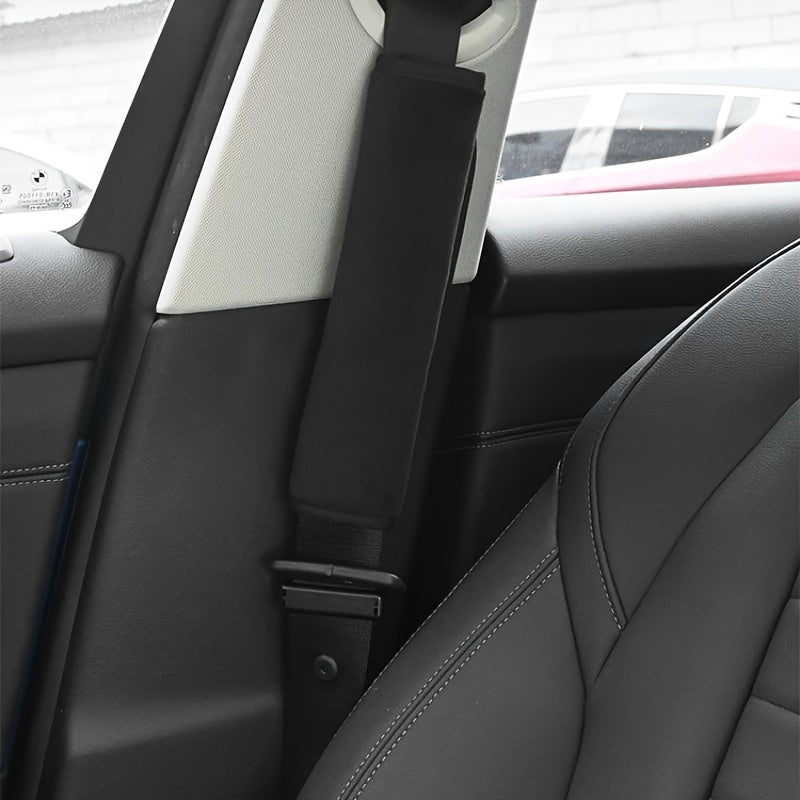 2Pcs Soft Plush Car Seat Belt Shoulder Pads Breathable Comfortable Black