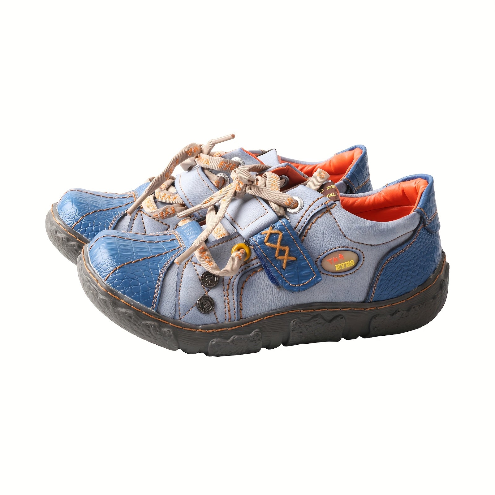 Women's Retro Lace-Up Sneakers Casual Breathable Slip-Resistant Black and Orange