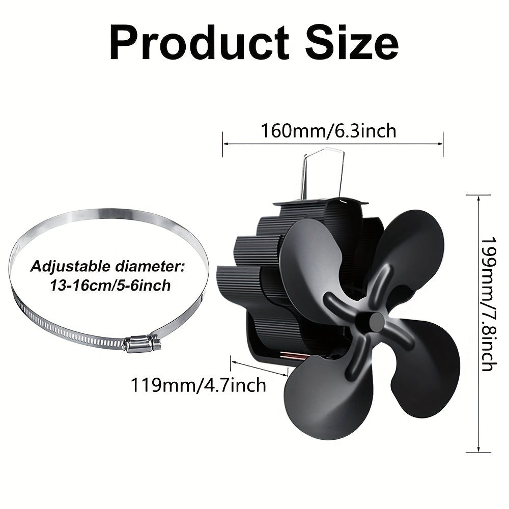 Тепловой вентилятор для камина с 4 лопастями для бесшумного распределения тепла