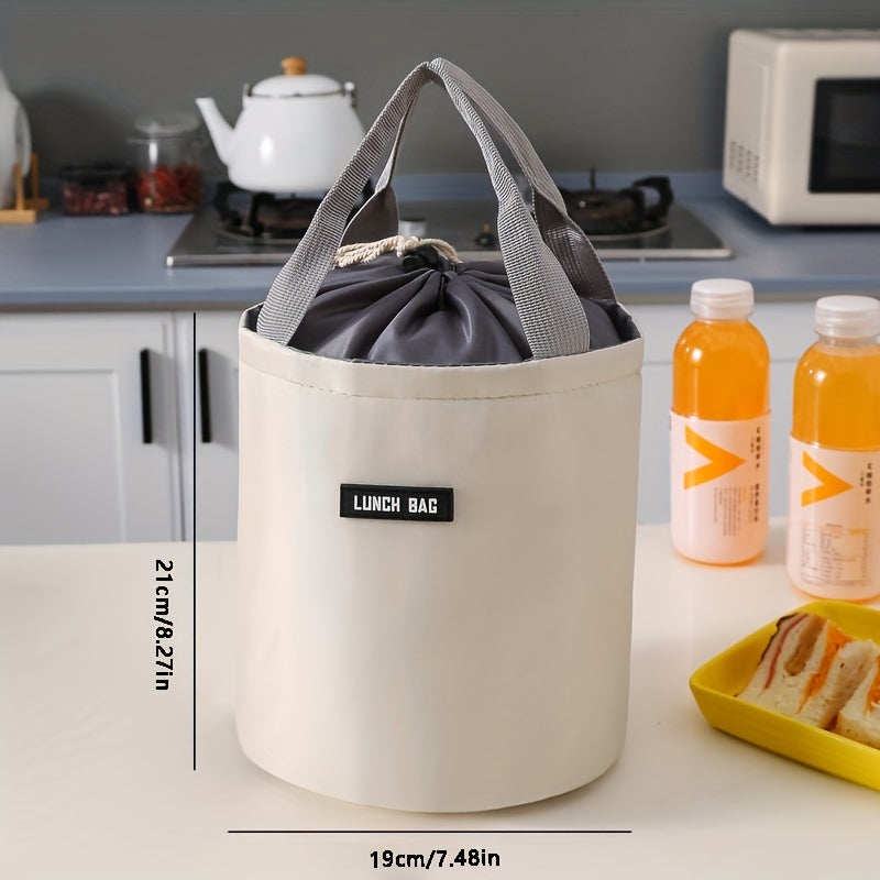 Large Round Insulated Lunch Bag with Aluminum Foil Cylinder for Warm Meals