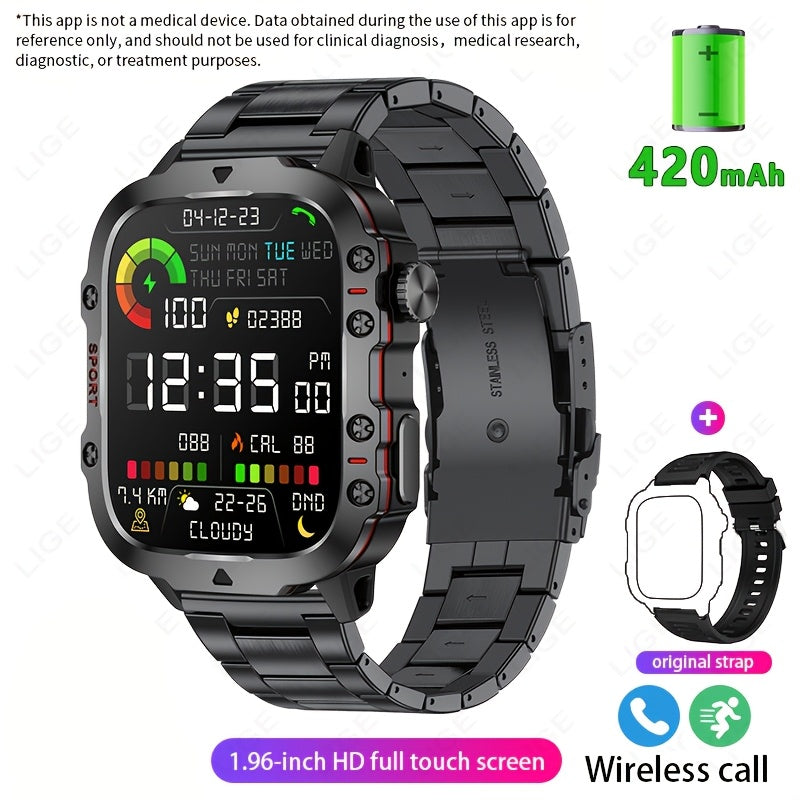 Men's Smart Watch with Voice Assistant IP67 Water Resistance Sports Strap 100+ Exercise Modes