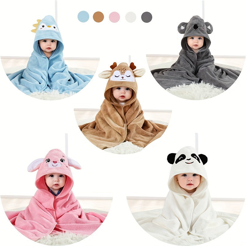 Hooded Bath Towel for Kids Super Absorbent Soft Polyester Animal Pattern 80cm