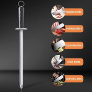 25.4 см po'latdan yasalgan honing rod oshxona va ov qilish pichog'lari uchun qattiqlashtirish rod