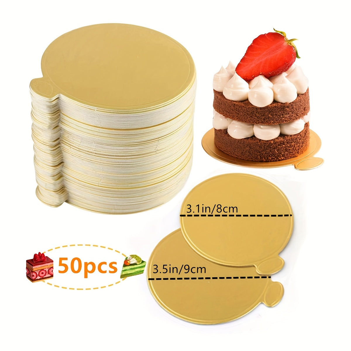 Round Cake Boards 50/100pcs Golden Cardboard Mini Cake Bases for Desserts and Party Displays
