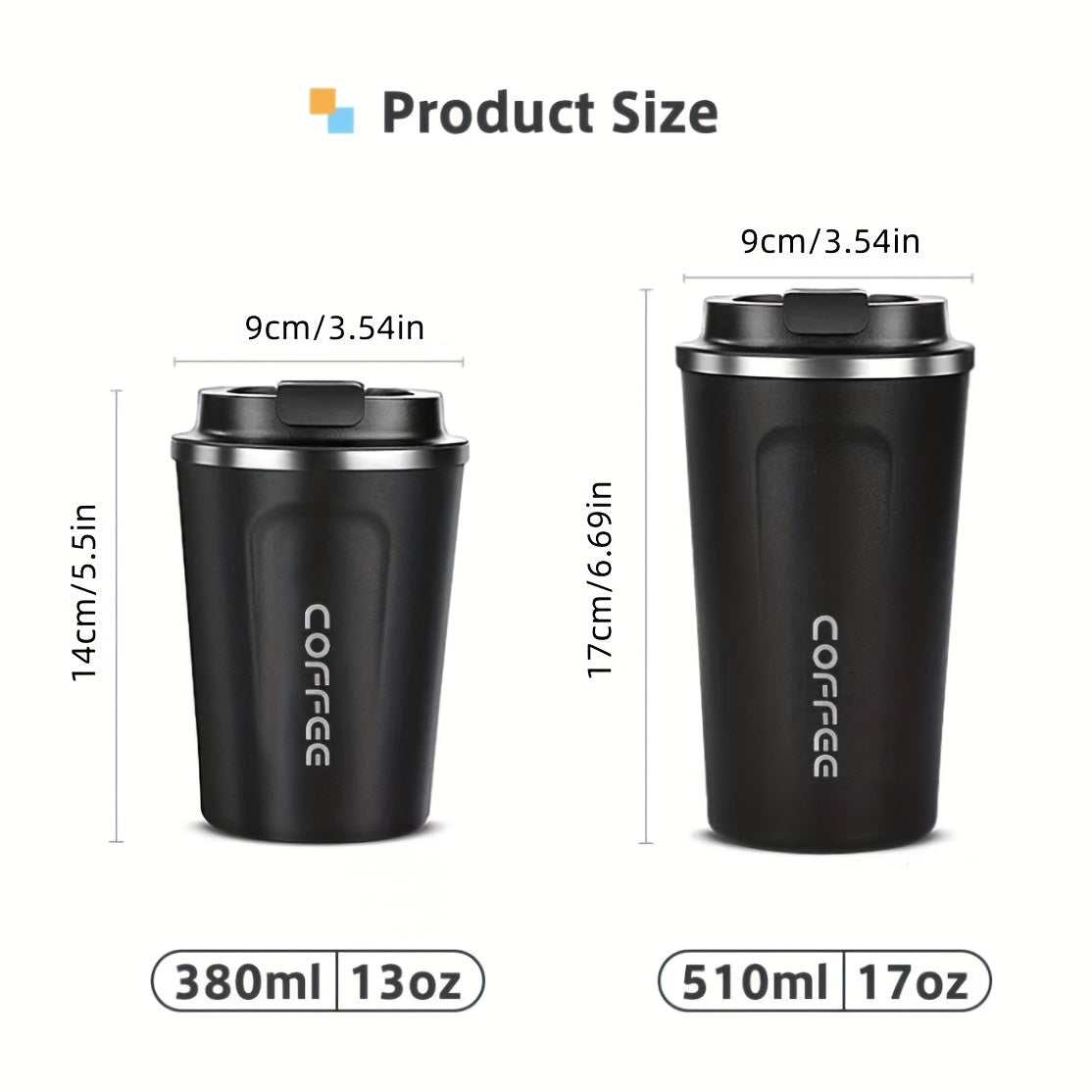 Stainless Steel Travel Mug 380ml Leakproof Reusable Tumbler for Hot Drinks