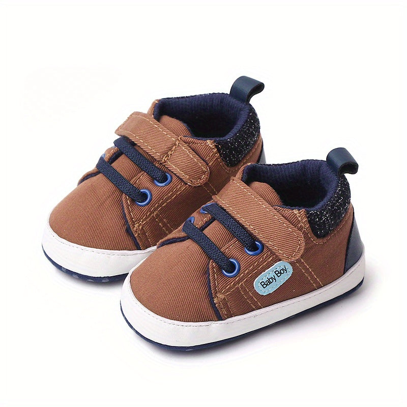 Infant Baby Boys Non-Slip High Top Canvas Sneakers Lightweight Geometric Embroidered