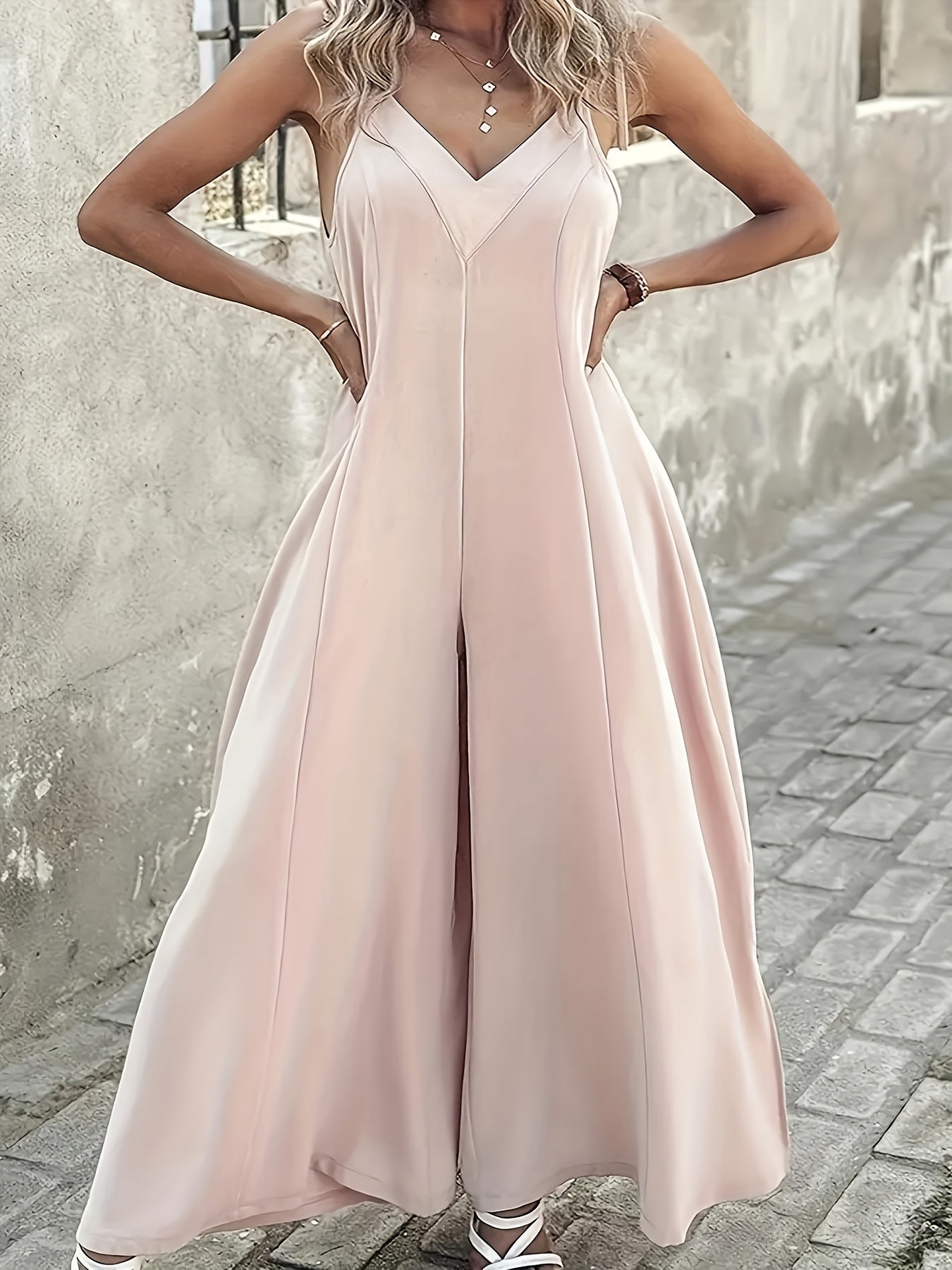 Women's Plus Size Wide-Leg Split Jumpsuit Summer Casual Clothing