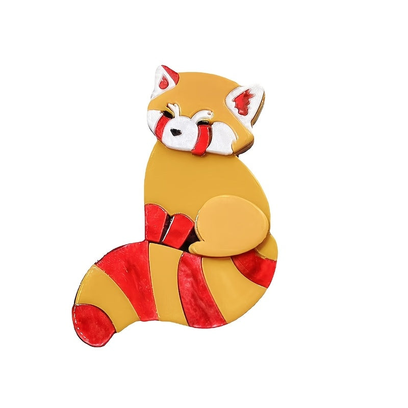 Cute Acrylic Raccoon Brooch Pin Cartoon Animal Badge for Clothes Accessories