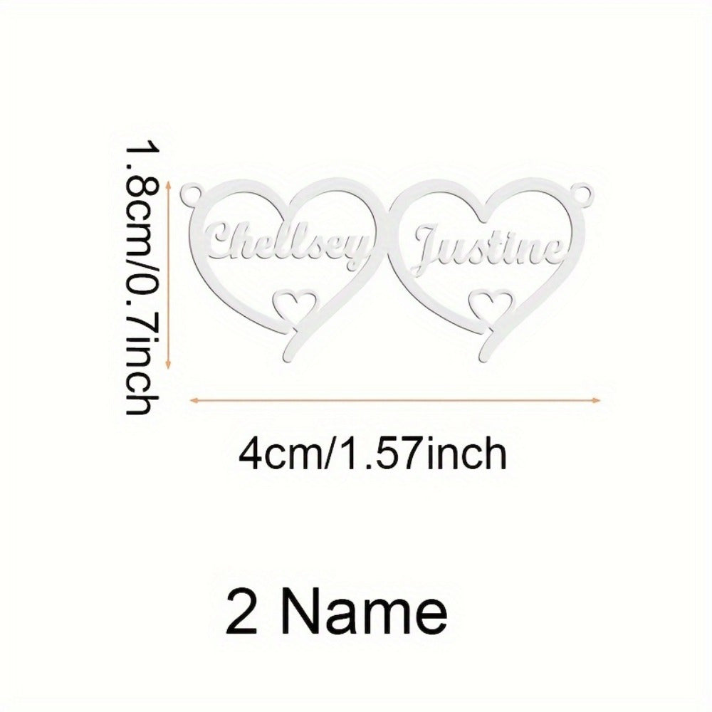 Personalized Name Custom Family Heart Pendant Necklace Stainless Steel Jewelry Gift for Women