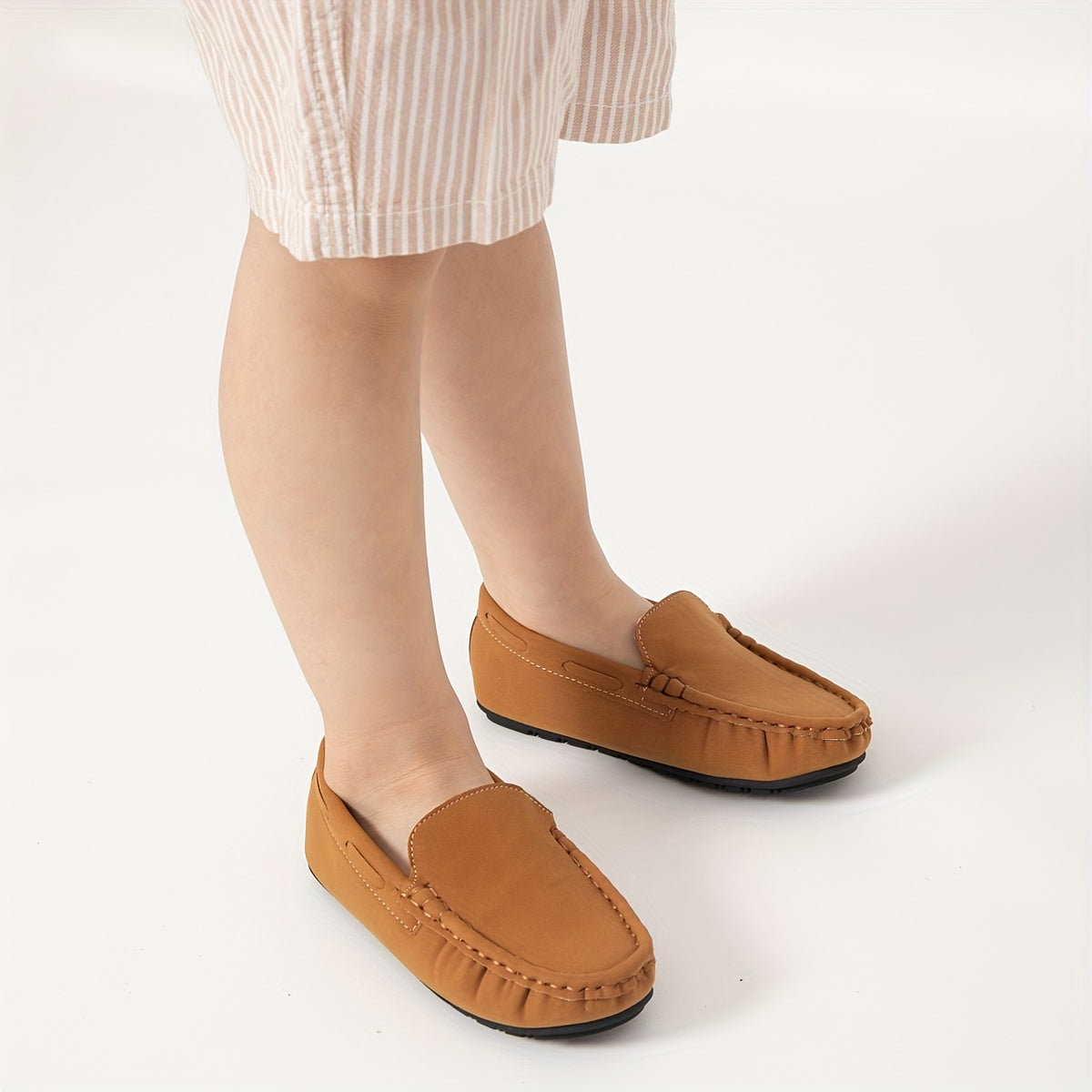 Boys Slip-On Loafers in Black and Brown PU Formal Casual All-Season