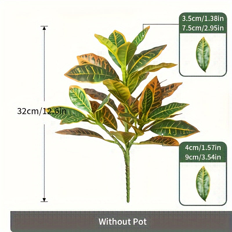 Artificial Croton Plant with Variegated Leaves for Home Decor