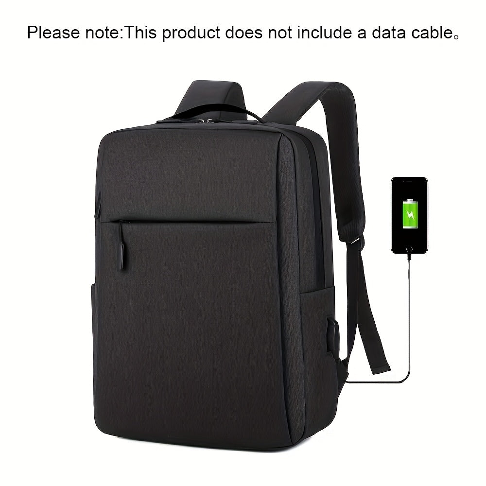 Grey Fabric Laptop Backpack with Zipper Closure and Adjustable Strap for School and Outdoor Use