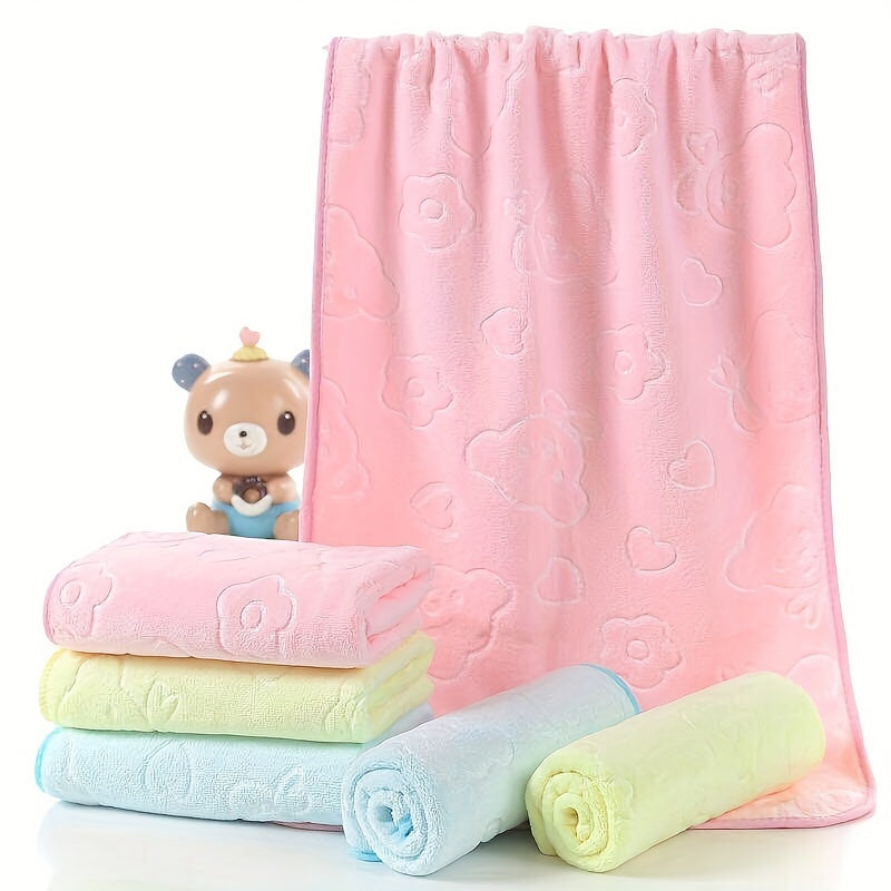 Yumshoq mikrofiber qo'l sochiq, sevimli ayiq dizayni bilan, yuqori singdiruvchi va qalin, hammom uchun ideal, 35.0x75.01 sm, zamonaviy uslub.