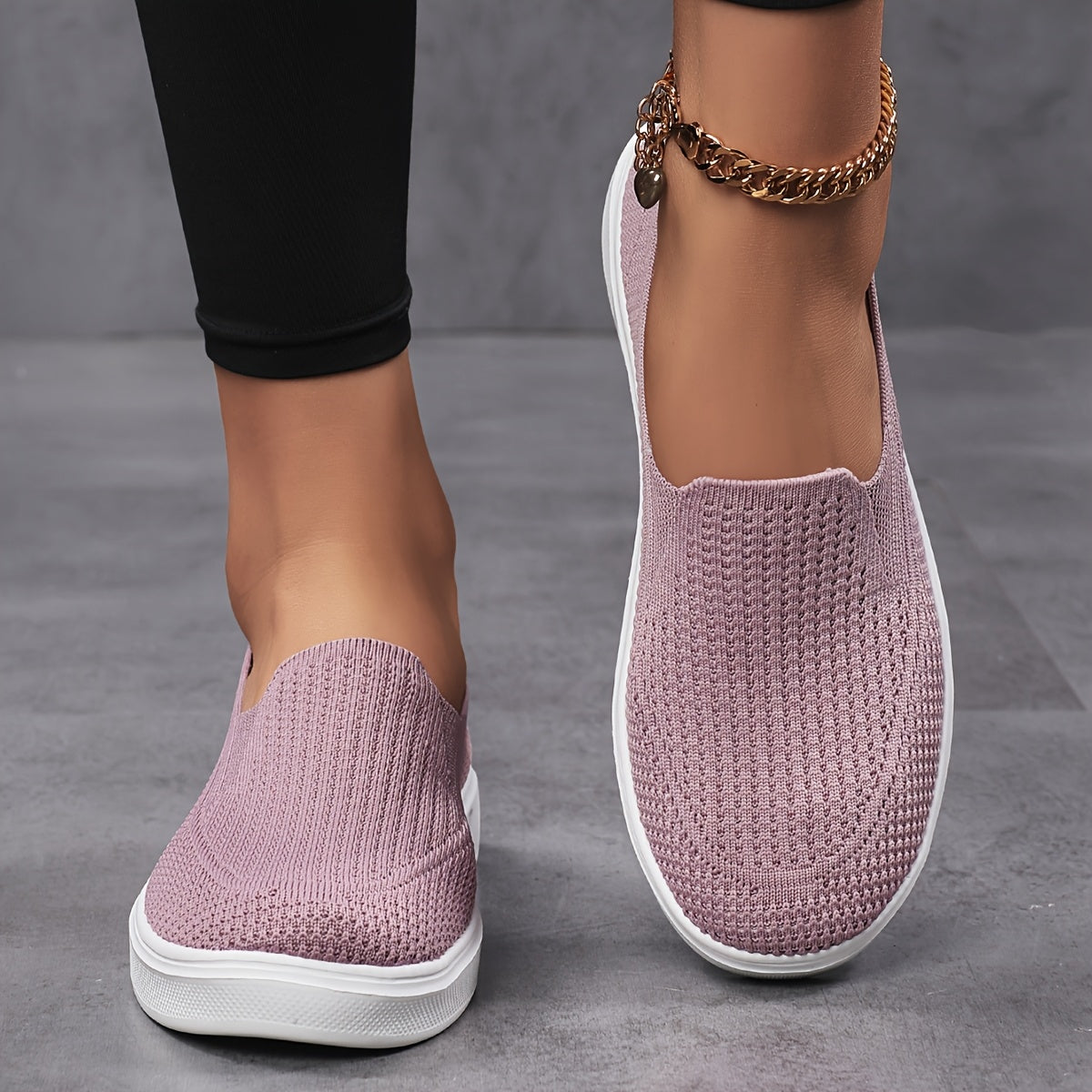 Women's Slip-On Mary Jane Flats Breathable Fabric Soft Sole All-Season Casual Footwear