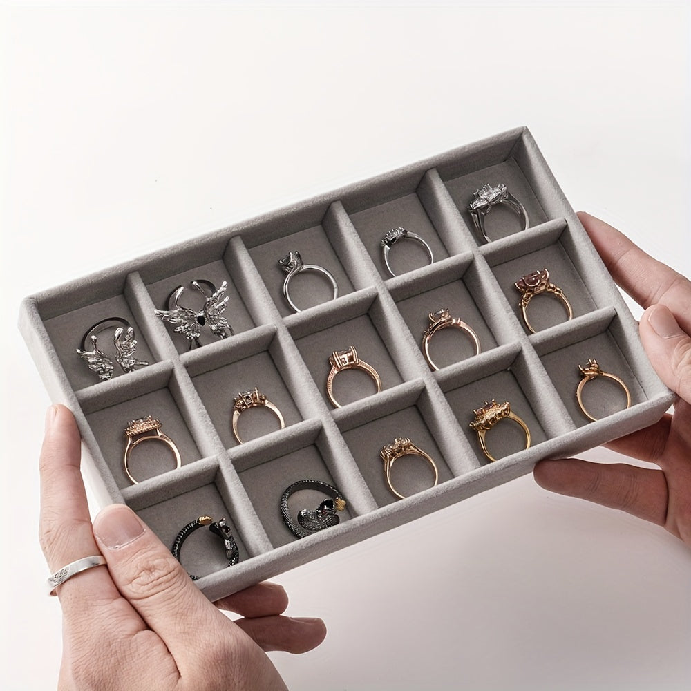 Пластиковая светло-серая подставка для украшений 21x12,5 см, мини-ящик для хранения колец для путешествий и дома