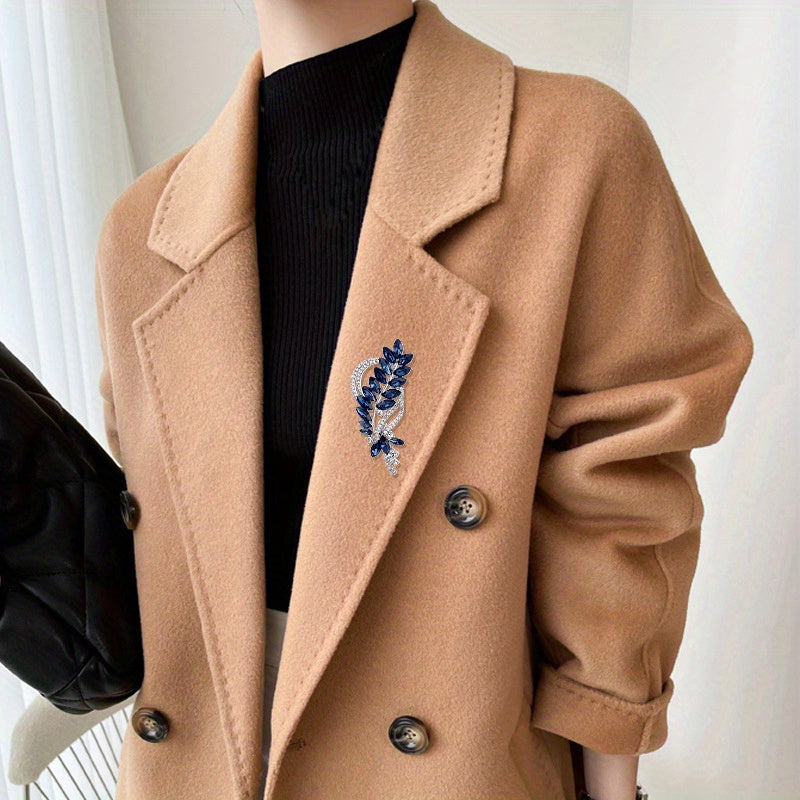 Wheat Rhinestone Flower Brooch Jewelry Pin for Women and Men