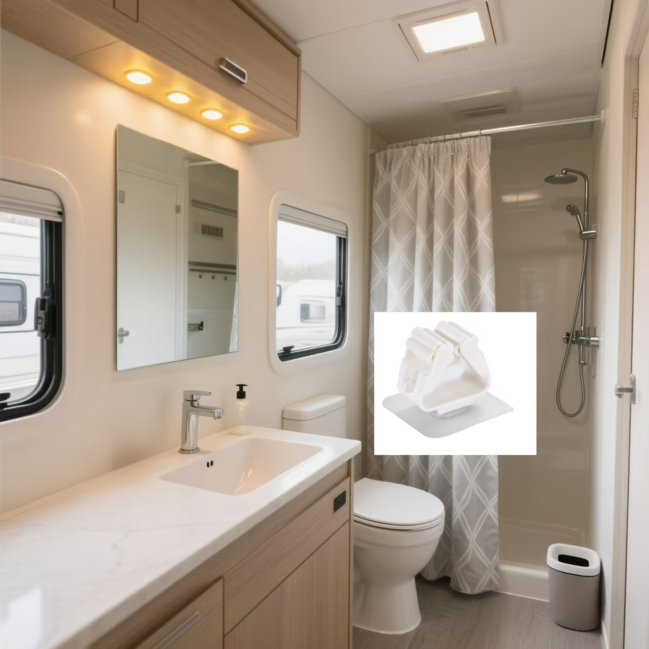 Hanging Mop and Broom Organizer Wall Mount Durable Plastic for RV Bathroom Bedroom