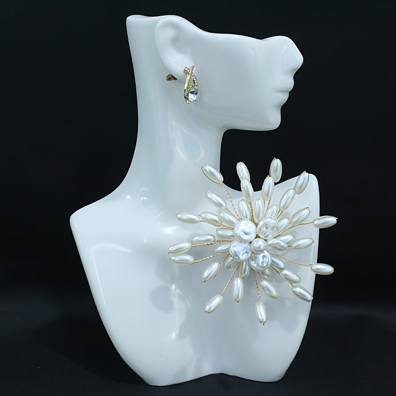 Шикальная ручная брошь - отличительная круглая форма с имитацией жемчуга, идеально подходит для украшения платьев и свитеров