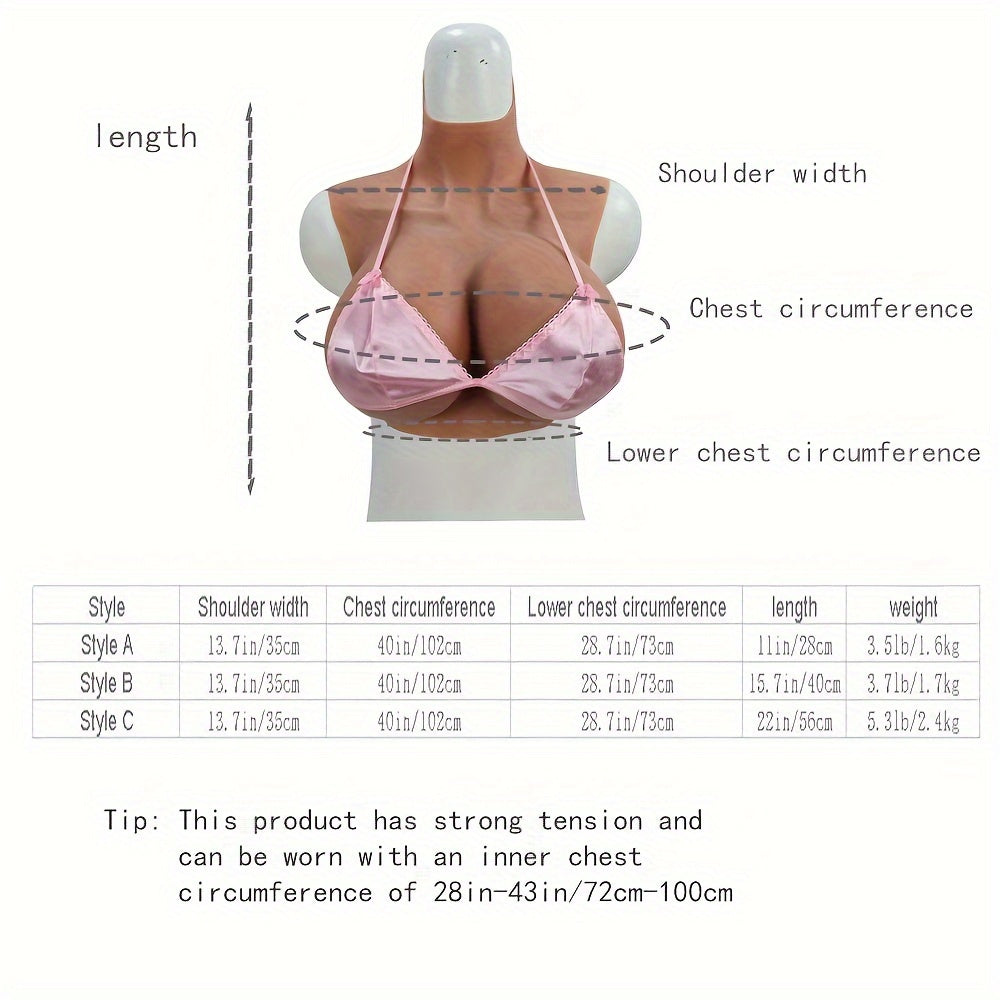 Large Silicone Fake Breasts for Cross-Dressing and Role-Playing, 1 Piece