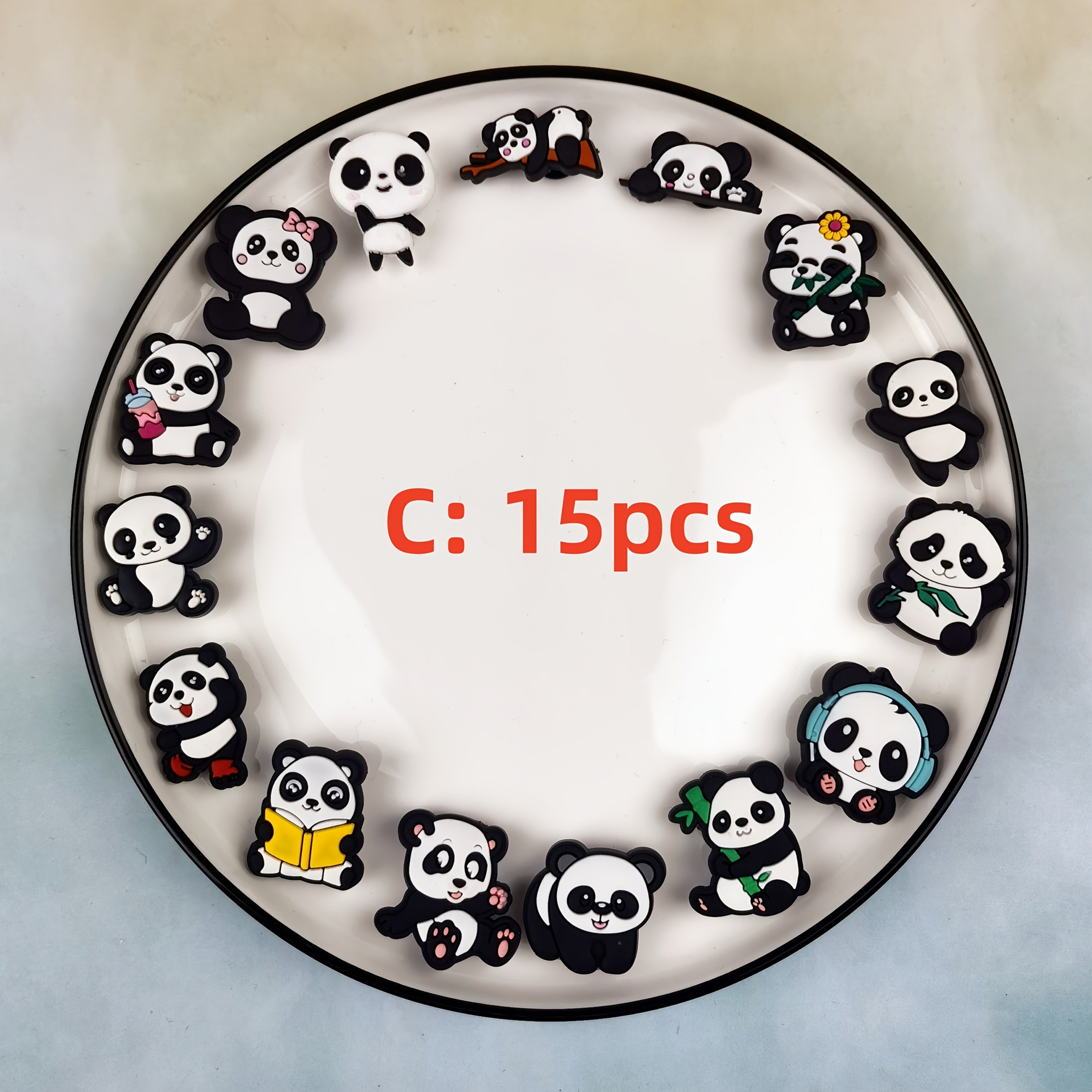 Animal Lovers DIY Panda Charm Set for Slippers and Jewelry, Non-Repetitive, Multiple Sizes