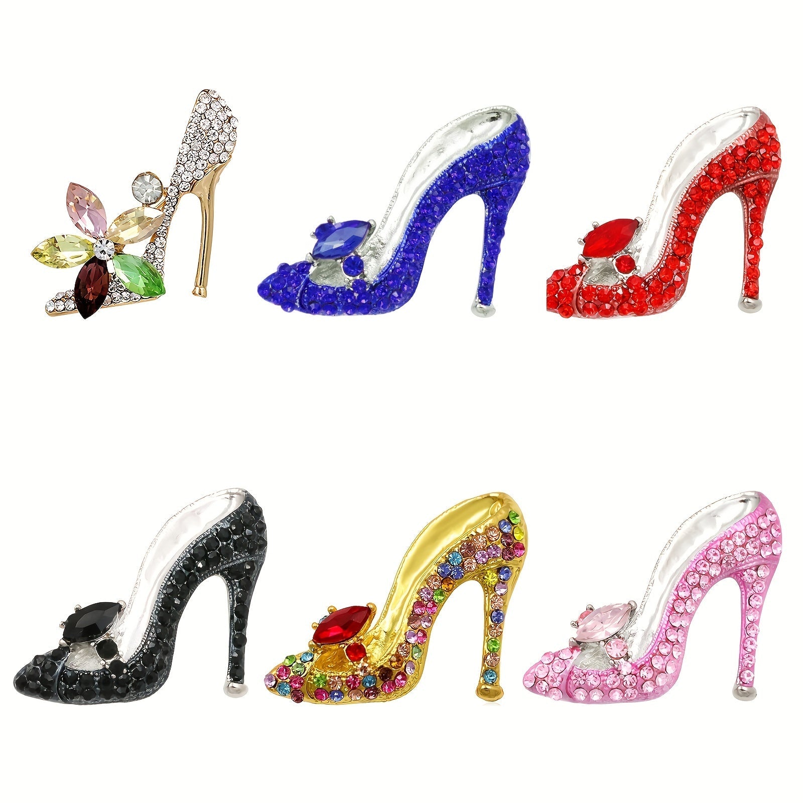 Rhinestone-Studded High Heel Brooch Pin with Sparkling Finish for Women