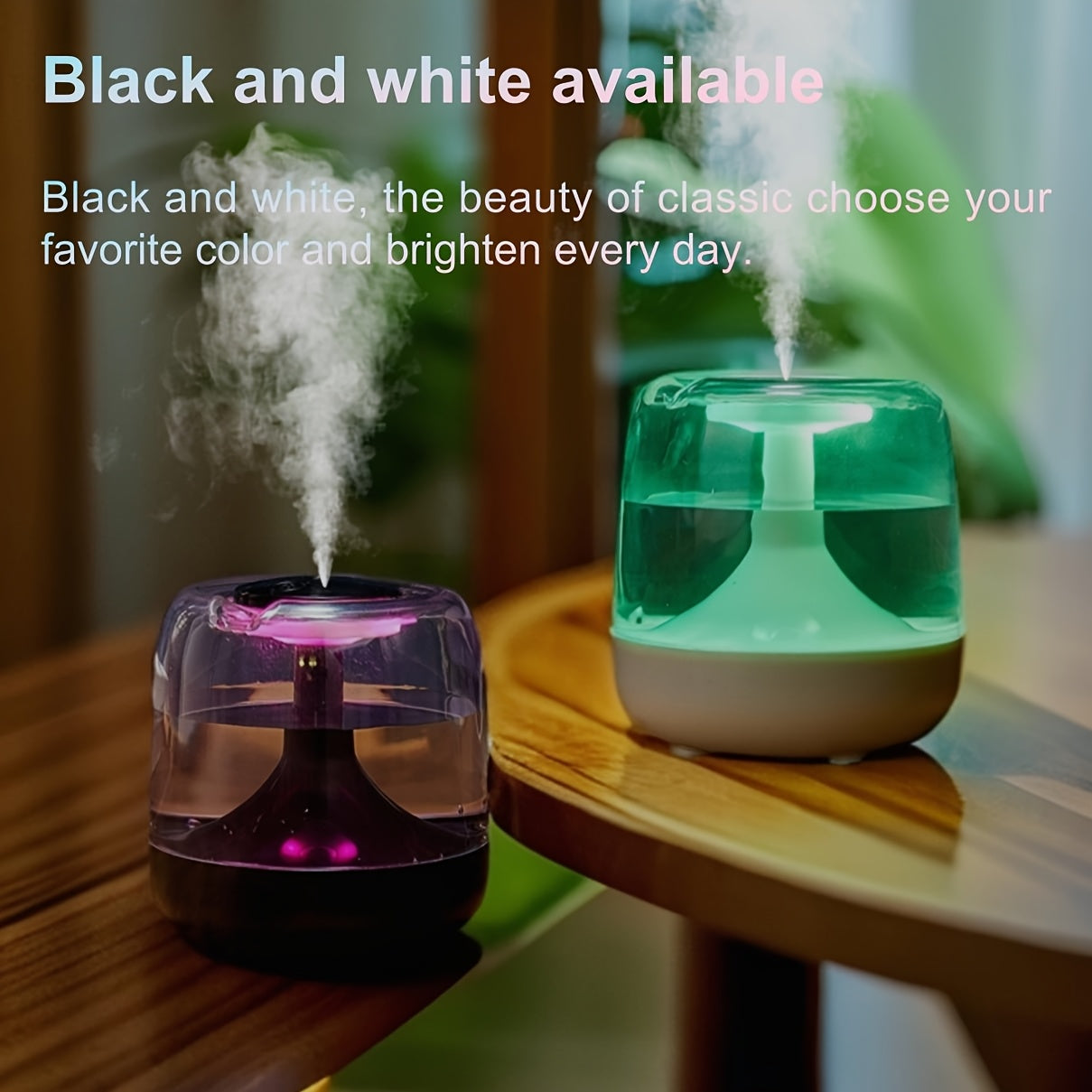 Transparent USB Humidifier with 7-Color Night Light, Silent Mist for Bedroom Office