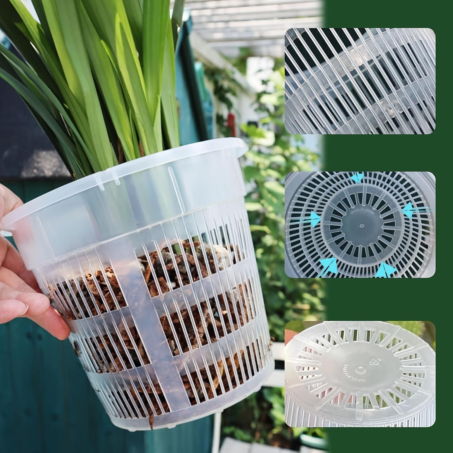 Set of 5 Transparent Plastic Orchid Pots with Drainage Holes and Slotted Design for Indoor and Outdoor Use