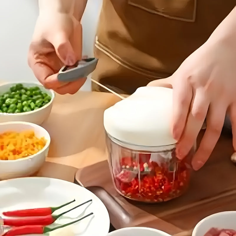 Manual Garlic Press and Vegetable Chopper - Compact, Multiuse, Easy Clean