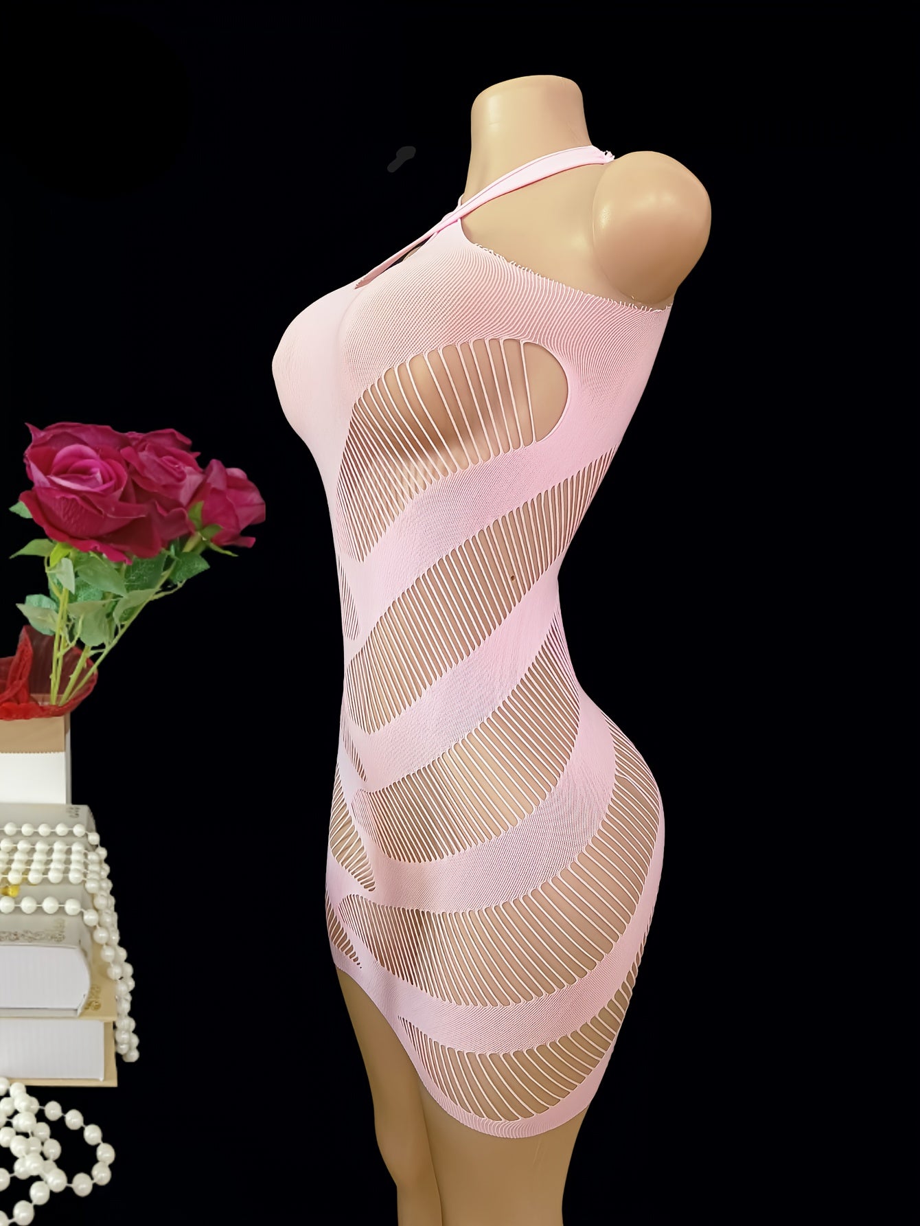 Women Mesh Fishnet Lingerie Dress Hollow Out Bodycon Cover Up Mini Beach Dress