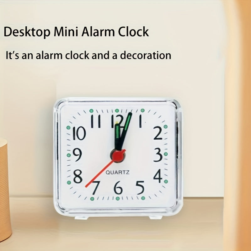 White Square Alarm Clock Without Battery for Dormitory Bedside or Home Desktop