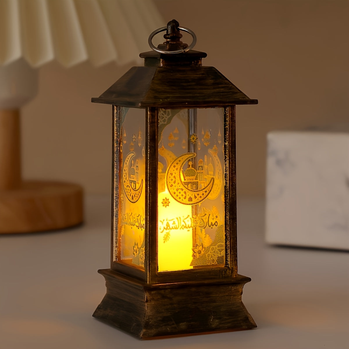 Rustic LED Lantern for Home Decor and Festive Celebrations Battery Operated Plastic Traditional Style