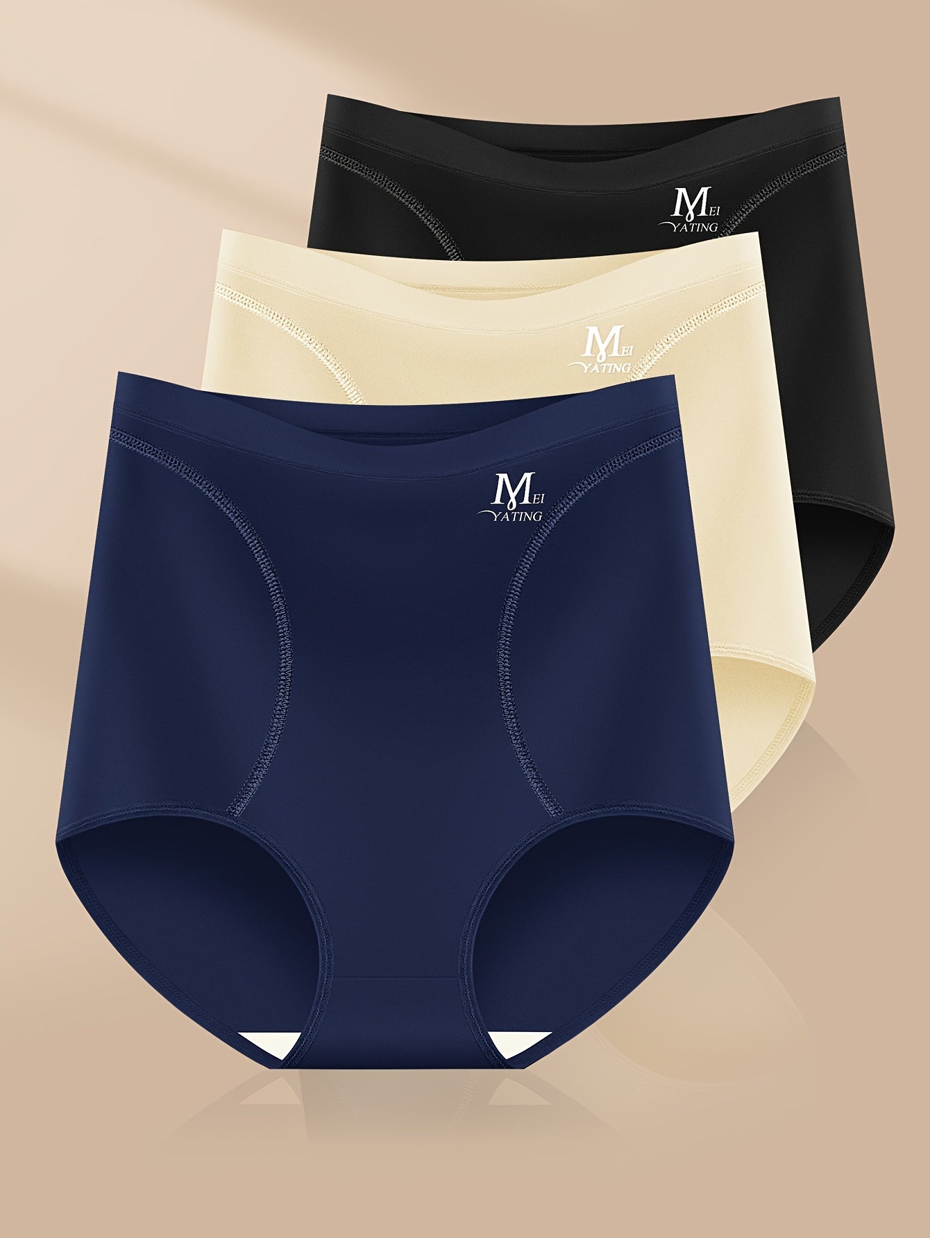 Women’s Seamless High Waist Solid Color Briefs 3-Pack for Fall Winter