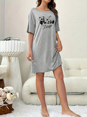 Женское ночное платье-майка с принтом панды, мягкий хлопковый домашний костюм